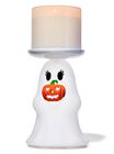 Light-up Ghost Jack-o'-lantern Pedestal 3-Wick Candle Holder image number null