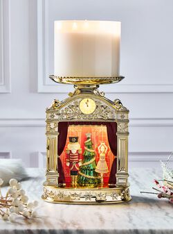 Nutcracker Lightbox Pedestal 3-Wick Candle Holder image number null