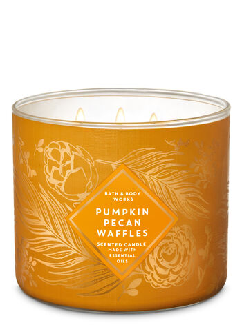 The scent of Maple Syrup, Golden Waffles, Pumpkin Spice & Brown Sugar in the room-filling fragrance of our 3-Wick Candle with Essential Oils 3-Wick Candle 3-Wick Candle