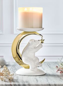 Bear & Moon Pedestal 3-Wick Candle Holder image number null