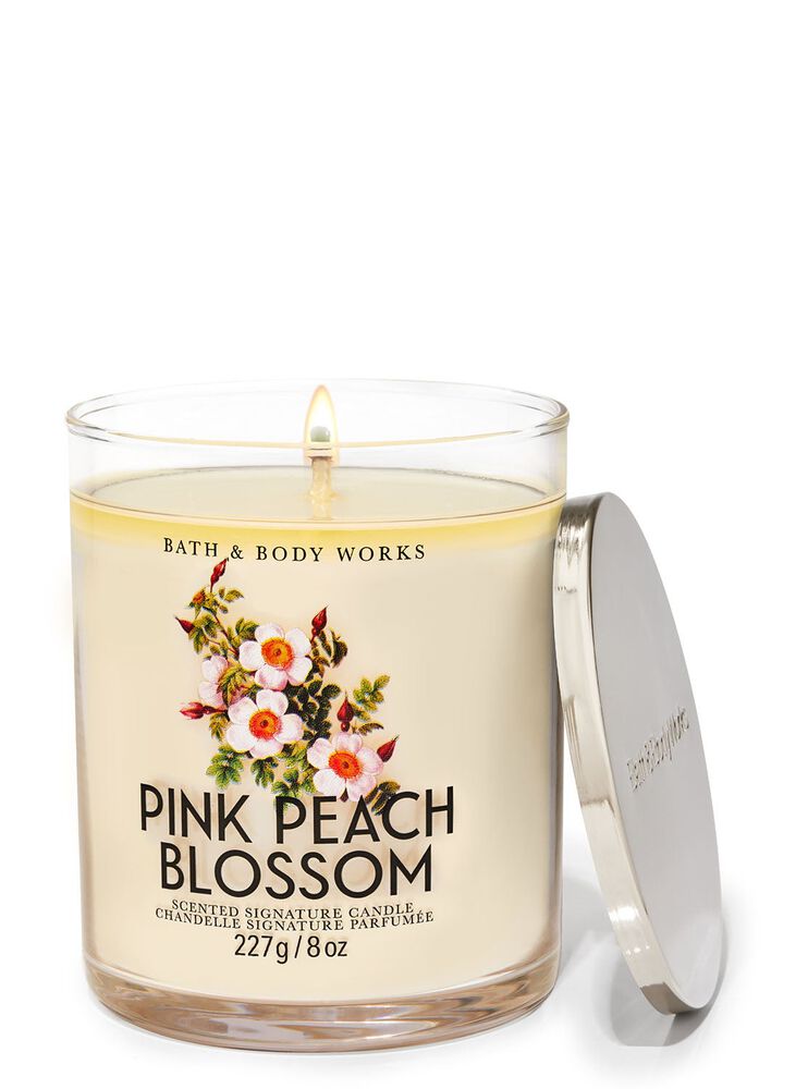Pink Peach Blossom Signature Single Wick Candle Single Wick Candle