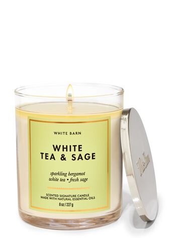 White Tea & Sage Signature Single Wick Candle Single Wick Candle